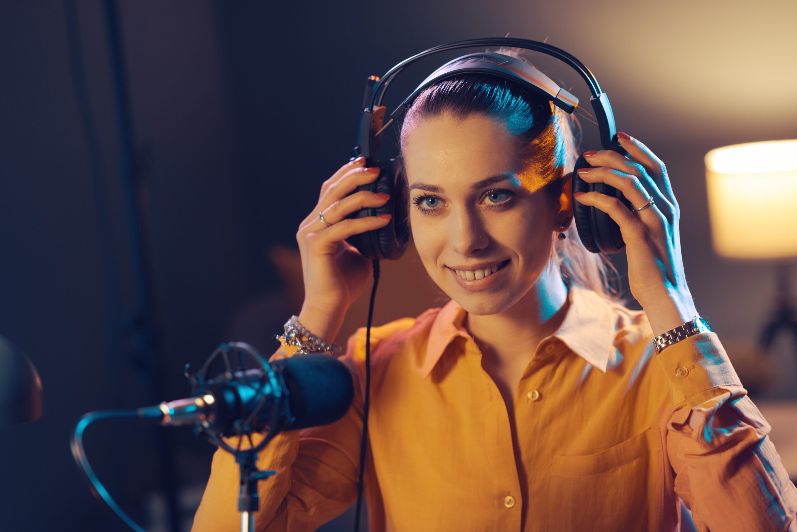 woman working in a radio station